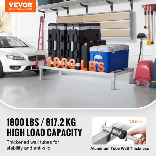 VEVOR 48" x 20" Aluminum Dunnage Rack, Commercial Food Floor Rack, 8" Off the Floor, 1800 lbs Capacity All-Welded Storage Rack, for Storage in