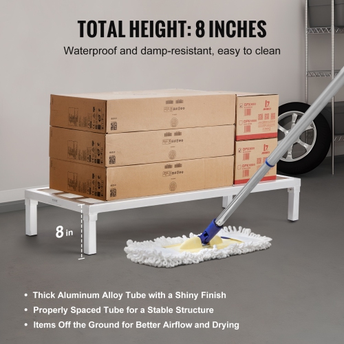 VEVOR 48" x 20" Aluminum Dunnage Rack, Commercial Food Floor Rack, 8" Off the Floor, 1800 lbs Capacity All-Welded Storage Rack, for Storage in