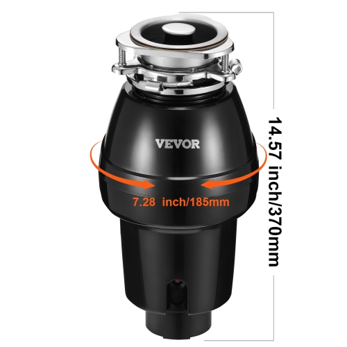 VEVOR 1/2 HP Garbage Disposal, 3450RPM Continuous Feed Food Waste Disposer, 3-Bolt Mount Food Waste Grinding System with Sound Reduction, Power