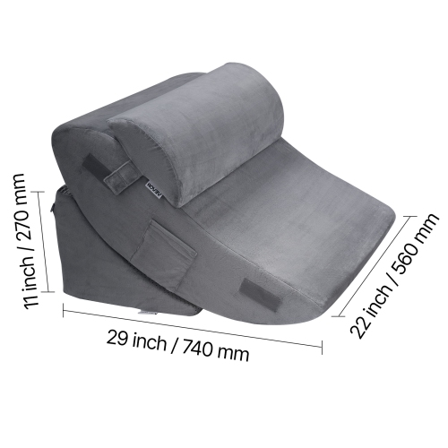 VEVOR 4 Pcs Wedge Pillow for Sleeping, Adjustable Orthopedic Bed Wedge Set, Support Leg Neck Shoulder, Post Surgery Pillow for Back Pain, Acid