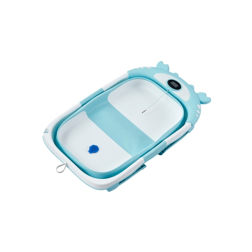 VEVOR 5 Gal Baby Bathtub, Collapsible Baby Bath Tub with Thermometer and Soft Cushion, Durable Green Bathtub with Showerhead Holder & Drainage Hole,