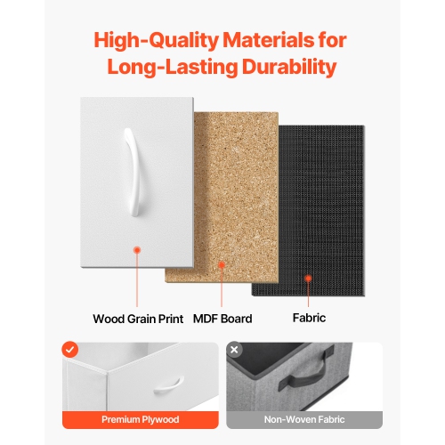 VEVOR 10 Drawer Dresser, Fabric Drawer Dresser with Fabric Bins, Closet Storage Drawers with Easy Pull Handle and Sturdy Steel Frame, Fabric Storage