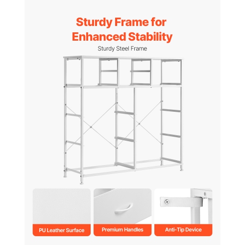 VEVOR 10 Drawer Dresser, Fabric Drawer Dresser with Fabric Bins, Closet Storage Drawers with Easy Pull Handle and Sturdy Steel Frame, Fabric Storage