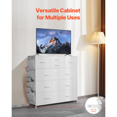 VEVOR 10 Drawer Dresser, Fabric Drawer Dresser with Fabric Bins, Closet Storage Drawers with Easy Pull Handle and Sturdy Steel Frame, Fabric Storage