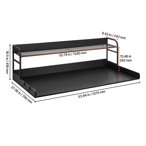 VEVOR 54" x 27" Washer Dryer Countertop with 2-Tier Shelf,Wooden Washer and Dryer Countertop with Anti-Slip Pads,Water-Resistant Laundry Topper Cover
