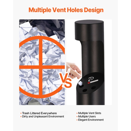 VEVOR Cigarette Butt Receptacle, Commercial Cylinder Cigarette Butt Container, Freestanding and Weatherproof Outdoor Cigarette Butt Disposal for