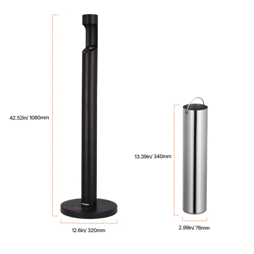 VEVOR Cigarette Butt Receptacle, Commercial Cylinder Cigarette Butt Container, Freestanding and Weatherproof Outdoor Cigarette Butt Disposal for