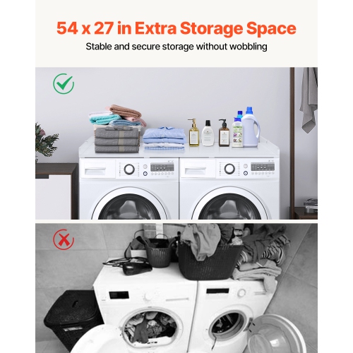 VEVOR 54" x 27" Washer Dryer Countertop, Wooden Washer and Dryer Countertop, Water-Resistant Laundry Machine Topper Cover with Anti-Slip Pads, for