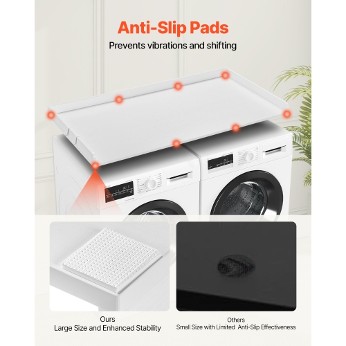 VEVOR 54" x 27" Washer Dryer Countertop, Wooden Washer and Dryer Countertop, Water-Resistant Laundry Machine Topper Cover with Anti-Slip Pads, for