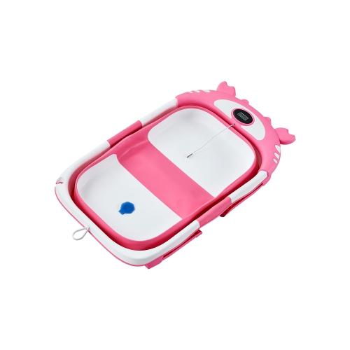Baignoire pour bébé de 5 gallons VEVOR, baignoire pliante pour bébé avec thermomètre et coussin doux, baignoire rose durable et portative avec