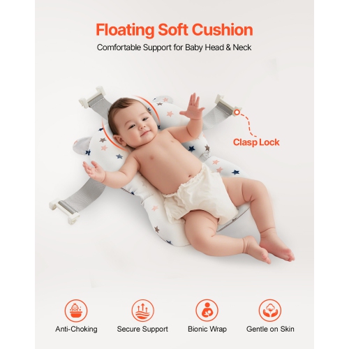 VEVOR 5 Gal Baby Bathtub, Collapsible Baby Bath Tub with Thermometer and Soft Cushion, Durable & Portable Blue Bathtub with Showerhead Holder &