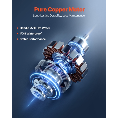 VEVOR 500W Macerator Pump, 29 GPM Flow, 26 ft/8 m Head, Macerator Sewerage Toilet Pump with 4 Water Inlets, Waste Water Disposal Upflush Machine for