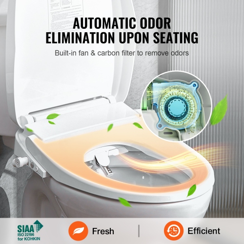 VEVOR Elongated Bidet Toilet Seat, Remote Control Smart Toilet Seat for Existing Toilets, Electric Bidet Toilet Seat with Slow Close, Night Light,