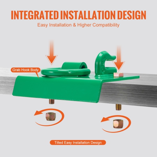 VEVOR 5/16" Tractor Bucket Hook with Tie Down Ring, Grade 70 Forged Steel 2 Pack Bolt-On Grab Hook with Back Plate Compatible for Tractor, Maximum