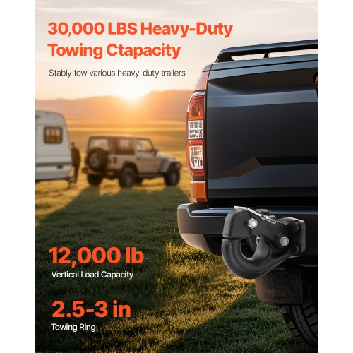 VEVOR Pintle Hook, 30000 lbs Towing Capacity, Trailer Hitches Receiver Hook Fits for 2.5 to 3-inch Lunette Ring with Mounting Kit, Wear-resistant,