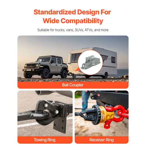 VEVOR Pintle Hook, 30000 lbs Towing Capacity, Trailer Hitches Receiver Hook Fits for 2.5 to 3-inch Lunette Ring with Mounting Kit, Wear-resistant,