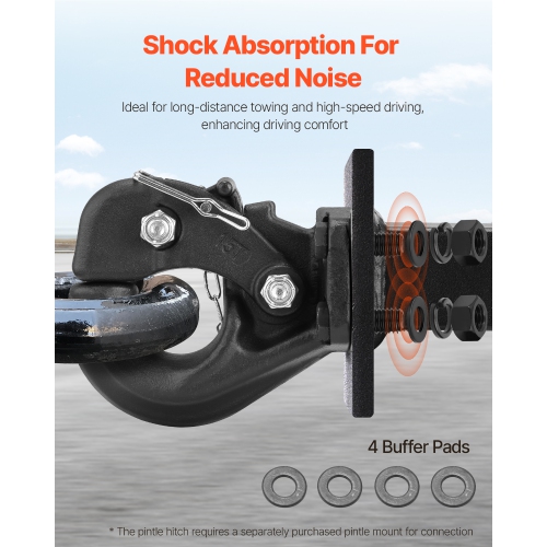 VEVOR Pintle Hook, 30000 lbs Towing Capacity, Trailer Hitches Receiver Hook Fits for 2.5 to 3-inch Lunette Ring with Mounting Kit, Wear-resistant,