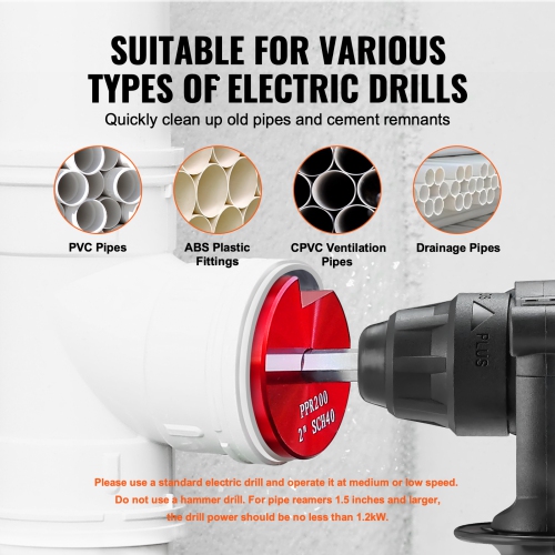 VEVOR PVC Pipe Reamer Kit, Aluminum Alloy, PVC Pipe Fitting Reamer Plumbing Tools Kit, Socket Saver for SCH 40 Pipe, Contains 1/2'',3/4",