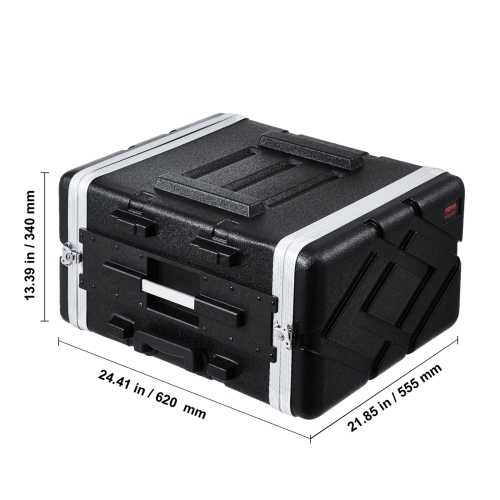 VEVOR 6U Rack Case,Standard 19 in Depth, Server Rack Cabinet with ABS Construction Wheels Heavy-Duty Twist Butterfly Latches,Detachable Front & Back