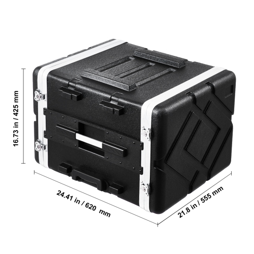 VEVOR 8U Rack Case,Standard 19 in Depth, Server Rack Cabinet with ABS Construction Wheels Heavy-Duty Twist Butterfly Latches,Detachable Front & Back