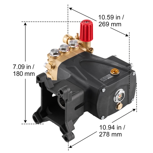 VEVOR 4000 PSI, 4.0GPM, Pressure Washer Pump,1" Shaft Horizontal Triplex Plunger,Replacement Power Washer Pumps Kit with Hardware,Compatible with