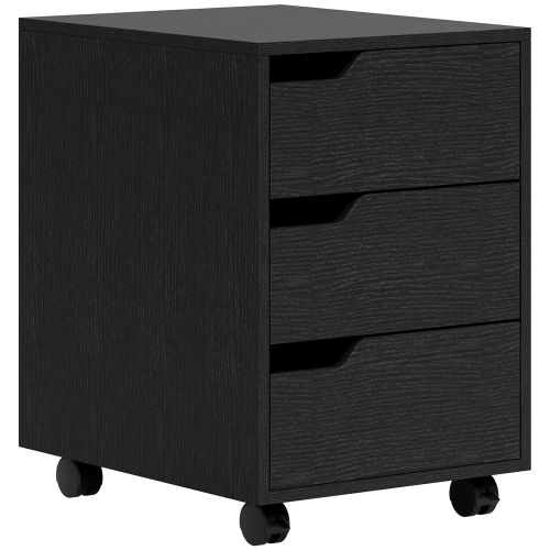 HOMCOM  3 Drawer File Cabinet, Mobile Vertical Filing Cabinet With Wheels, Printer Stand With Storage for Home Office In Black