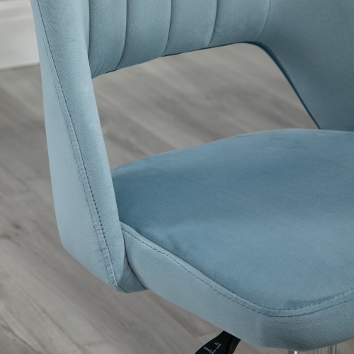 Vinsetto Office Desk Chair, Height Adjustable Computer Task Chair, Modern Fabric Makeup Vanity Chair with Swivel Wheels, Sky Blue