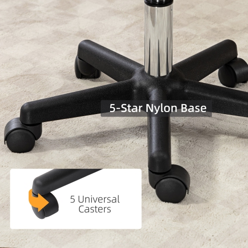 HOMCOM Adjustable Rolling Stool with Back, PU Leather Round Swivel Drafting Stool with Wheels for Kitchen, Salon Spa, Bar, Home Office, Massage,