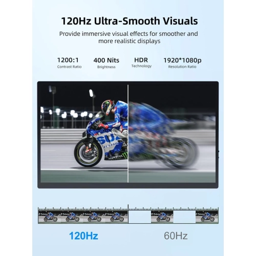 UPERFECT 18.5" 1080P Touchscreen Portable Monitor - 120Hz 1ms, FreeSync HDR, 400Nits IPS - 100% sRGB, VESA & Smart Case - Second Screen for