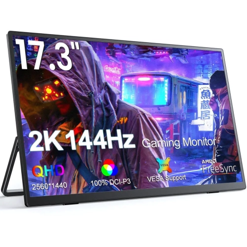 UPERFECT 17.3-Inch UPERFECT 2K 144Hz Portable Monitor High-Resolution HDR IPS Gaming Display with VESA & Dual Speakers