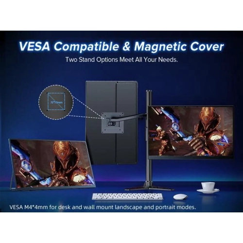 UPERFECT 17.3-Inch UPERFECT 2K 144Hz Portable Monitor High-Resolution HDR IPS Gaming Display with VESA & Dual Speakers