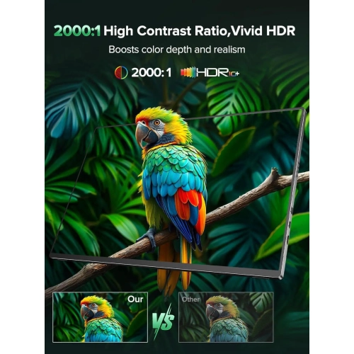 UPERFECT 16" 4K Portable Monitor - 1200 Nits True Brightness, 1MS FreeSync, 2000:1 Contrast, USB-C/HDMI, VESA & Smart Case for Laptops, Consoles &