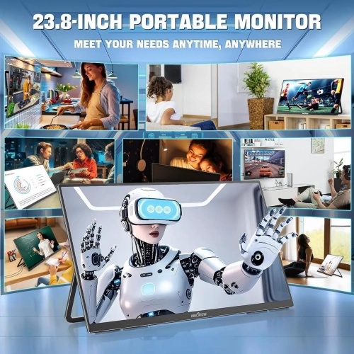 UPERFECT 23.8 4K Portable Monitor - UHD 3840*2160, 100%sRGB IPS, Speakers, USB-C/HDMI, 180° Adjustable Stand for Laptops, Consoles & More
