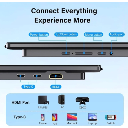 UPERFECT 23.8 4K Portable Monitor - UHD 3840*2160, 100%sRGB IPS, Speakers, USB-C/HDMI, 180° Adjustable Stand for Laptops, Consoles & More