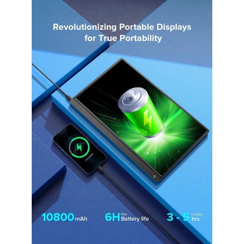 UPERFECT 15.6" Portable Monitor 120Hz Touchscreen | 1080P IPS HDR | 10800mAh Battery, Reverse Charging | Quad Speakers, Smart Case | Single Cable