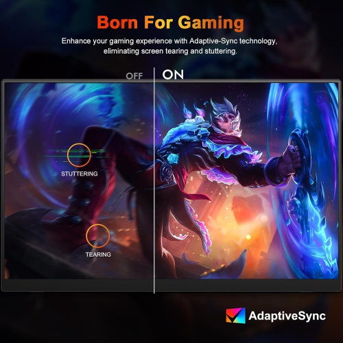 UPERFECT 2.5K 240Hz Portable Gaming Monitor, 16" 2560x1600 QHD 100% DCI-P3 400 Nits Portable Monitor for Laptop w/Stand & VESA, Adaptive Sync HDMI