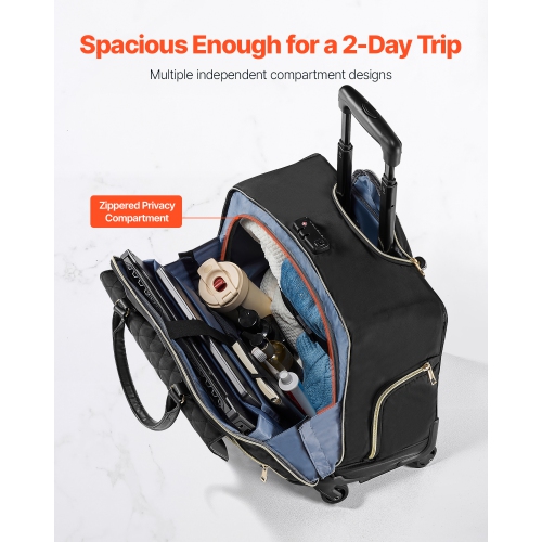 VEVOR Rolling Laptop Bag, Fits Up to 17.3 Inch Laptop,Wheeled Briefcase, Roller Computer Tote Bag with 4 Spinner Wheels & TSA Lock,Laptop Case for