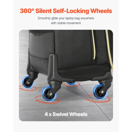 VEVOR Rolling Laptop Bag, Fits Up to 17.3 Inch Laptop,Wheeled Briefcase, Roller Computer Tote Bag with 4 Spinner Wheels & TSA Lock,Laptop Case for