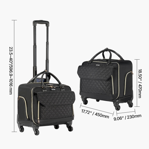VEVOR Rolling Laptop Bag, Fits Up to 17.3 Inch Laptop,Wheeled Briefcase, Roller Computer Tote Bag with 4 Spinner Wheels & TSA Lock,Laptop Case for