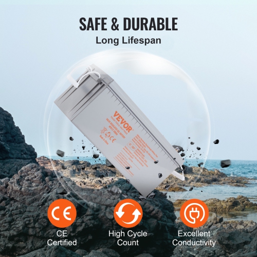 VEVOR 12V 200 AH Deep Cycle Battery, AGM Marine Rechargeable Battery, High Self-Discharge Rate 1400A Current, for RV Solar Marine Off-Grid