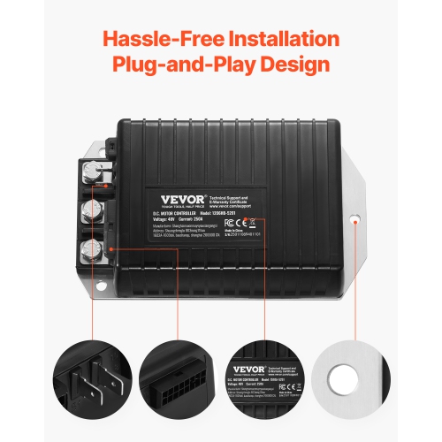 VEVOR 48 Volt & 250 Amp Golf Cart Speed Controller, DC Motor Controller Replacement for EZGO TXT Golf Carts, IP65 Rated Protection, Aluminum Alloy &