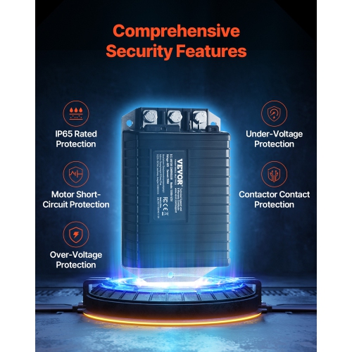 VEVOR 48V & 250A Golf Cart Speed Controller, DC Motor Controller Replacement for 2000-2008 Club Car Golf Carts, IP65 Rated Protection, Aluminum Alloy