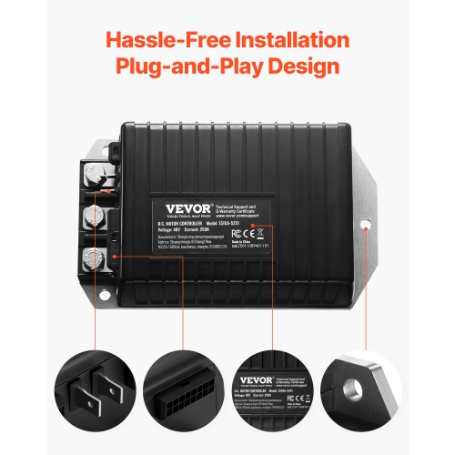 VEVOR 48V & 250A Golf Cart Speed Controller, DC Motor Controller Replacement for 2000-2008 Club Car Golf Carts, IP65 Rated Protection, Aluminum Alloy