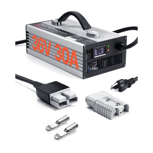 VEVOR 36V Forklift Battery Charger, 30A Smart Fully-Automatic Lead-Acid Battery Charger, 24 Volt Trickle Charger with Anderson Plug, Cooling Fan,
