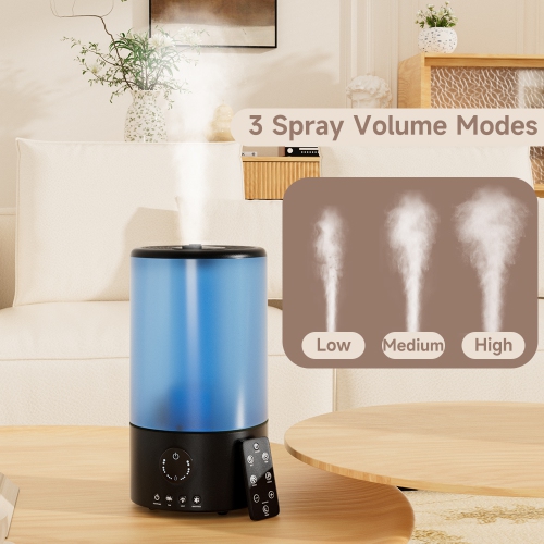 Humidificateur ultrasonique à brume froide de 3,2&nbsp;L pour chambre à coucher, chambre de bébé et plantes – Silencieux, buse à 360°, lumière