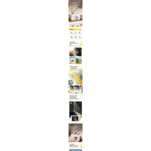 Appareil photo numérique étudiant rétro CCD appareil photo portatif, 8 millions de pixels, zoom 8x, reconnaissance faciale 1080P anti-tremblement -