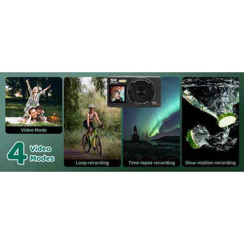 Caméra 5K pour étudiants 8000&nbsp;Mpx HD Deux écrans Selfie CCD Petit appareil photo numérique Wi-Fi Petite mise au point automatique pour blogues