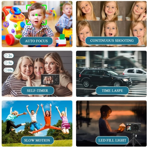 Caméra 5K pour étudiants 8000&nbsp;Mpx HD Deux écrans Selfie CCD Petit appareil photo numérique Wi-Fi Petite mise au point automatique pour blogues