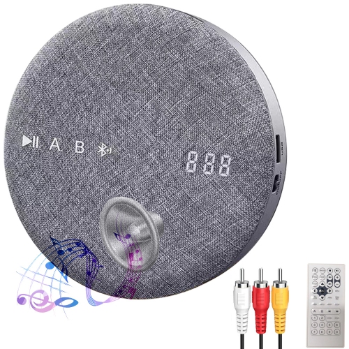 Le lecteur DVD/CD portatif prend en charge la lecture Bluetooth et USB, idéal pour l'apprentissage et le divertissement, le lecteur CD gris