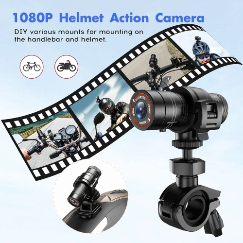 HD 1080p Caméra de casque étanche Enregistreur de sport extérieur Caméra d'extérieur Caméra de moto Casque de vélo Caméra d'action DV pour sport
